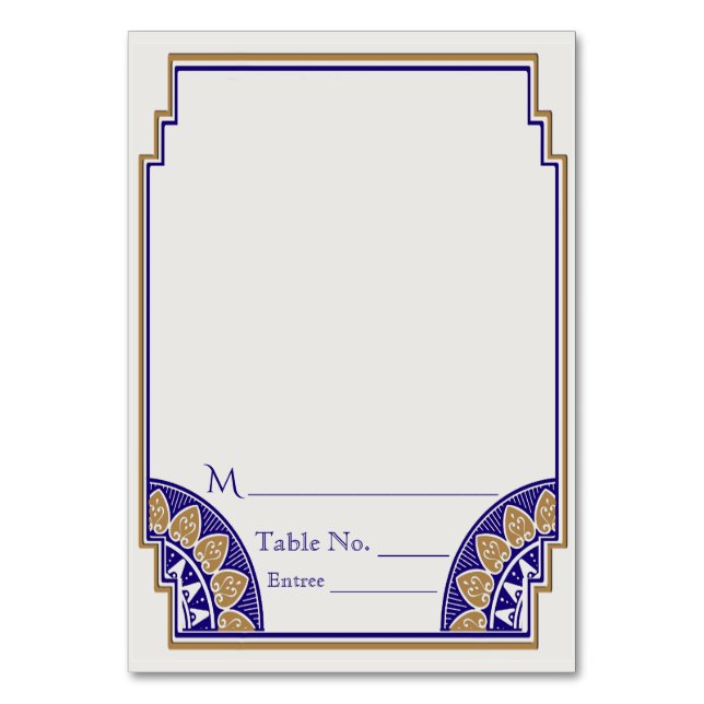 Tarjeta Lugar Posh de la Marina de Oro Art Deco (Anverso)