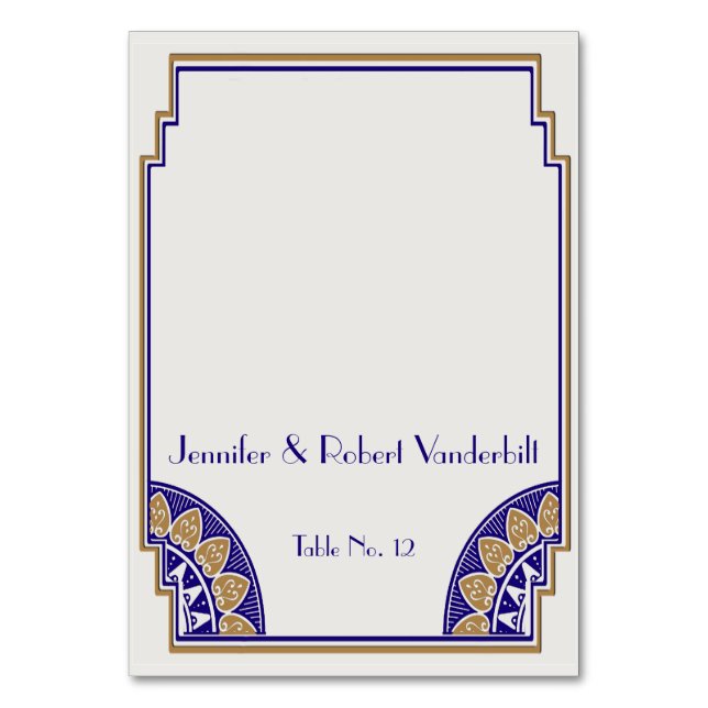 Tarjeta Lugar Posh de la Marina de Oro Art Deco (Anverso)