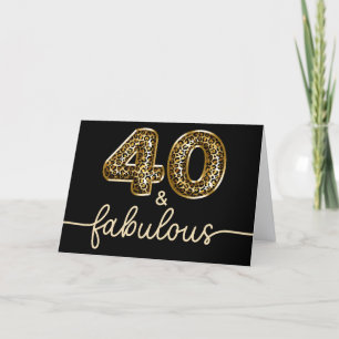 Tarjeta Lujo de leopardo negro y dorado 40 y fabuloso