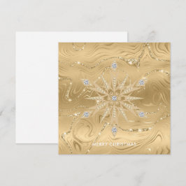 Tarjeta Lujo Diamante Copo de Nieve Brillante Dorado