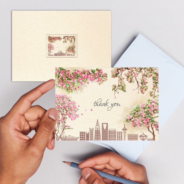 Tarjeta Lujo Riyadh Skyline Bougainvillea Boda Gracias (Subido por el creador)