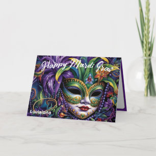 Tarjeta 💚 💜 lujoso Mardi Gras