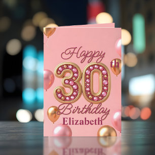 Tarjeta Lujoso Sparkling Gold y Pink 30 cumpleaños