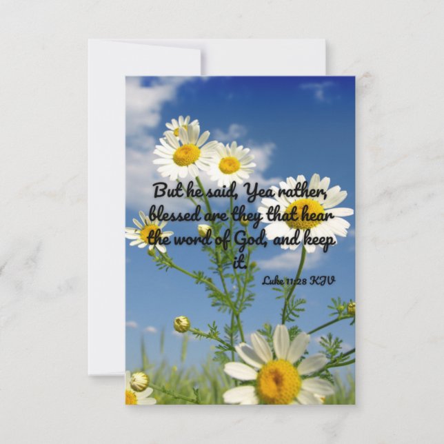 Tarjeta Luke 11:28 KJV Bible Verse Pic Flat Greeting (Anverso)