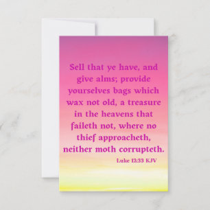 Tarjeta Luke 12:33 KJV Bible Scripture Fic Greeting