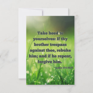 Tarjeta Luke 17:3 KJV Biblia Scripture Fic Saludo