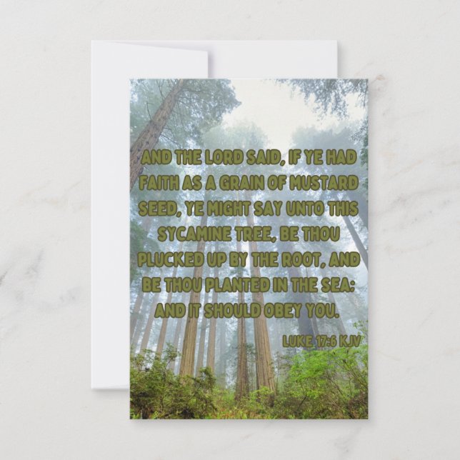 Tarjeta Luke 17:6 KJV Biblia Scripture Fic Saludo (Anverso)