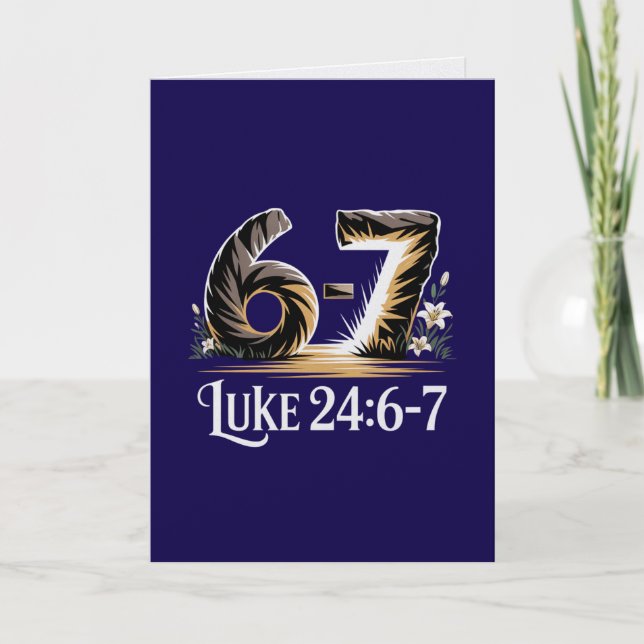 Tarjeta Luke 24:6-7 Easter Card Risen Savior Scripture  (Anverso)