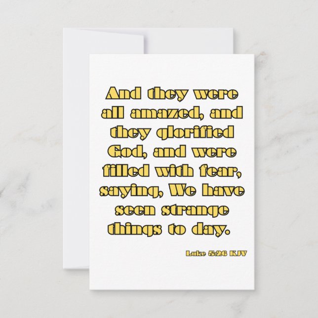 Tarjeta Luke 5:26 Saludo de la Biblia de KJV (Anverso)