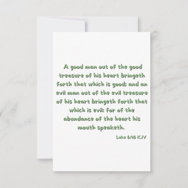 Tarjeta Luke 6:45 Biblia Verse Scripture saludo plano (Anverso)