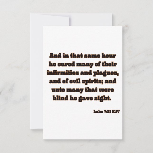 Tarjeta Luke 7:21 Saludo de la Biblia de KJV (Anverso)