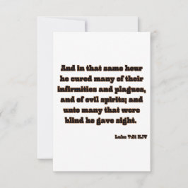 Tarjeta Luke 7:21 Saludo de la Biblia de KJV