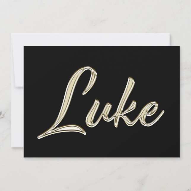 Tarjeta Luke Name white gold Handwriting Karte (Anverso)