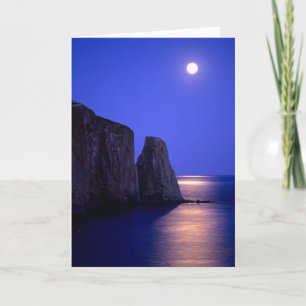 Tarjeta Luna al anochecer Roca Perce Costa de Gaspé Queb
