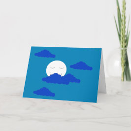 Tarjeta Luna al inicio del ocaso: azul en blanco