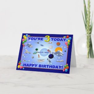 Tarjeta LUNA AZUL 3. Cumpleaños