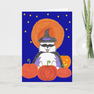 Tarjeta Luna de Halloween del samoyedo