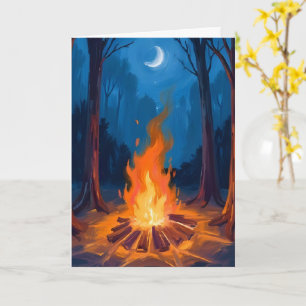 Tarjeta Luna de hoguera Pintura de acuarela de la natura