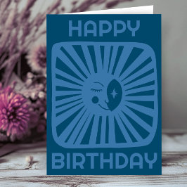 Tarjeta Luna de Resplandor Alegre FELIZ CUMPLEAÑOS Cumplea