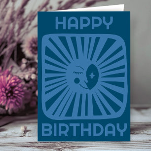 Tarjeta Luna de Resplandor Alegre FELIZ CUMPLEAÑOS Cumplea
