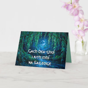 Tarjeta Luna de Sauce Fresno Río Fluyente Saludo Celta