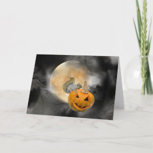 Tarjeta Luna Jack-o-Lantern de ardilla