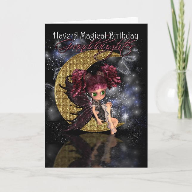 Tarjeta Luna linda fa del cumpleaños mágico de la nieta (Anverso)