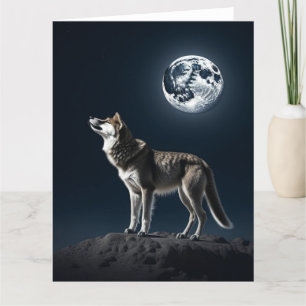 Tarjeta Luna llena de brillo en el Wolf Blank
