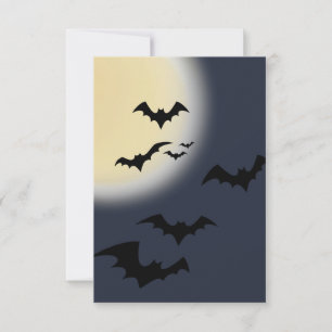 Tarjeta Luna Llena de Halloween con Murciélagos