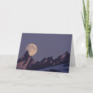 Tarjeta Luna Llena se Eleva   Montañas Chugach Alaska