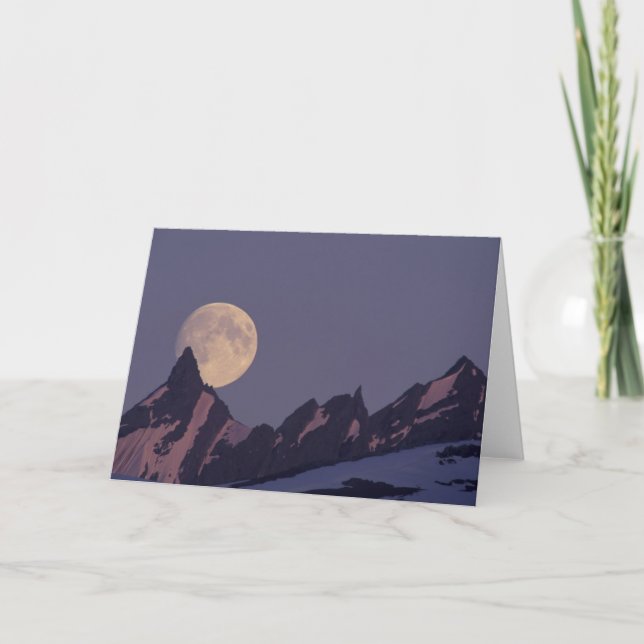 Tarjeta Luna Llena se Eleva | Montañas Chugach Alaska (Anverso)