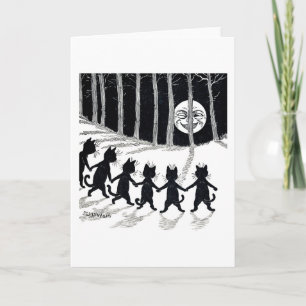 Tarjeta Luna llena y gatos, Louis Wain