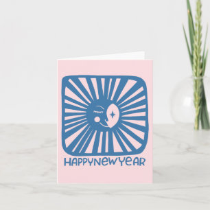 Tarjeta Luna Resplandor Alegre FELIZ AÑO NUEVO Personalíza
