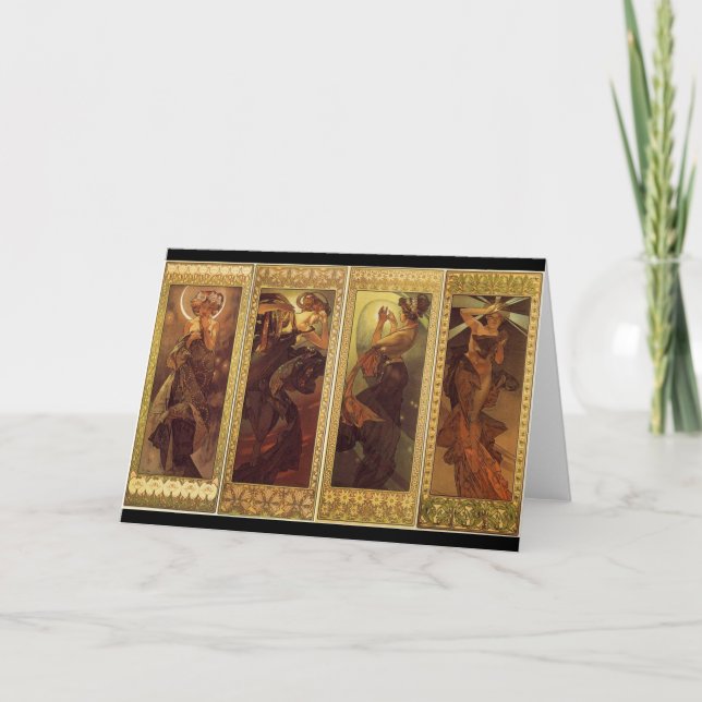 Tarjeta Luna y estrellas - Alfons Mucha (Anverso)