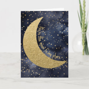 Tarjeta Luna y Estrellas Día de San Valentín Romántico