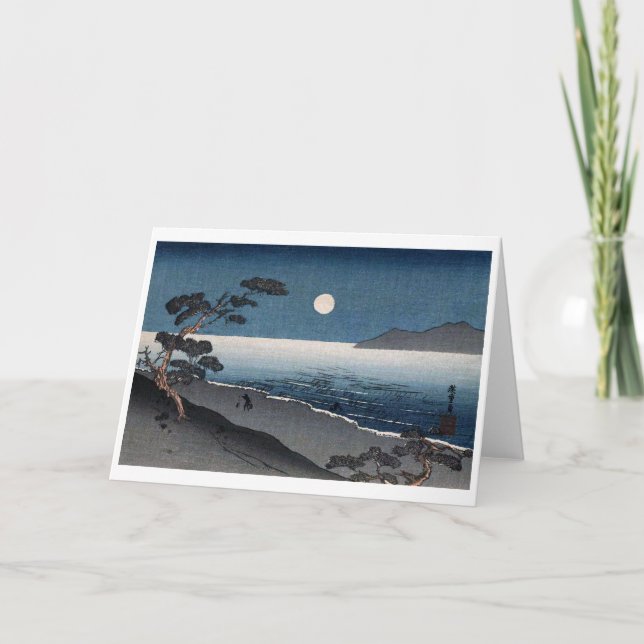 Tarjeta Luna y la costa solitaria, Hiroshige, Ukiyo-e (Anverso)