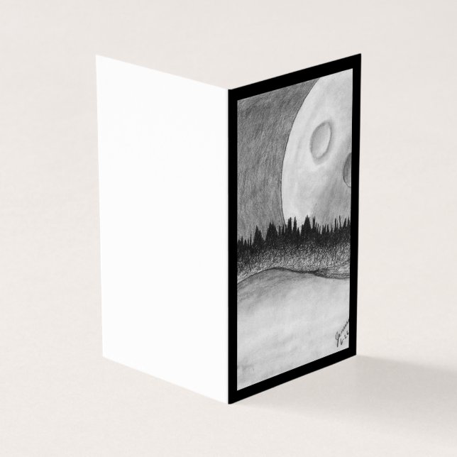 Tarjeta Luna y planeta - Negro (Exterior)