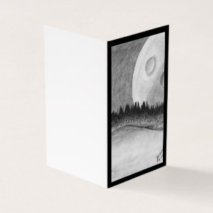 Tarjeta Luna y planeta - Negro