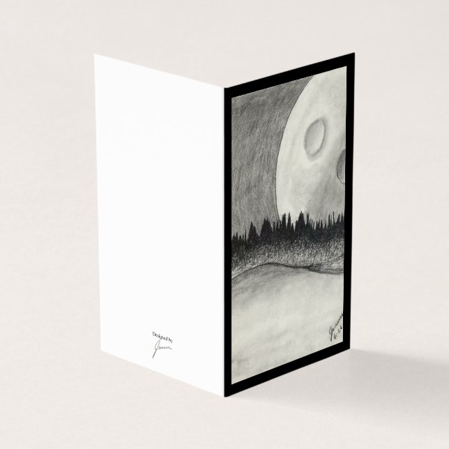 Tarjeta Luna y planeta - Negro (Exterior)