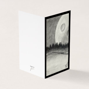 Tarjeta Luna y planeta - Negro