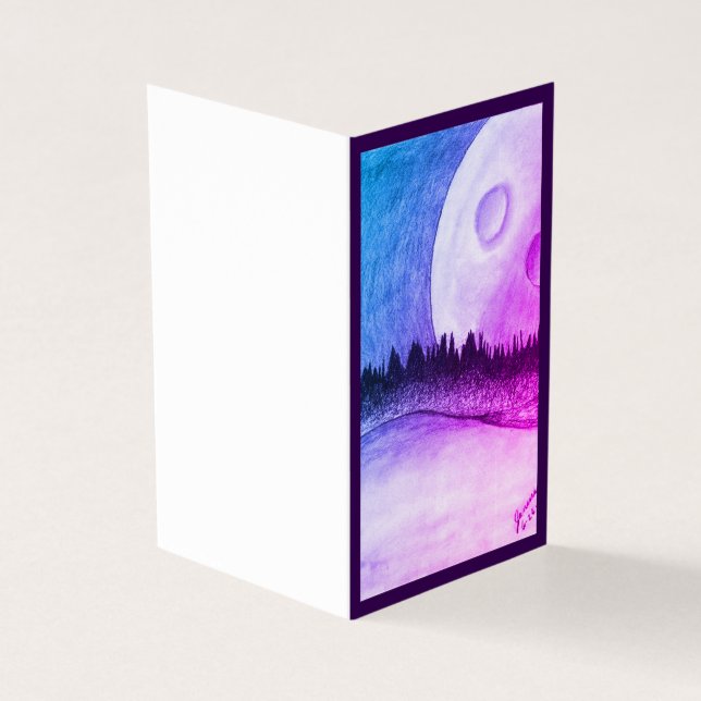 Tarjeta Luna y planeta - Púrpura (Exterior)