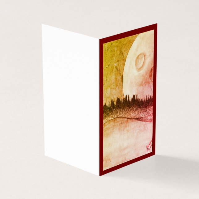 Tarjeta Luna y planeta - Rojo (Exterior)