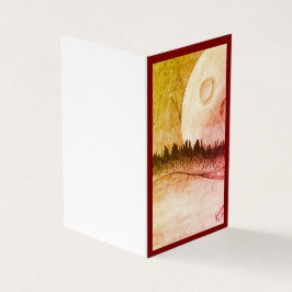 Tarjeta Luna y planeta - Rojo