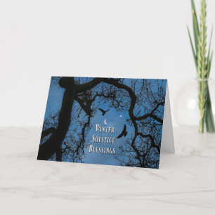 Tarjeta Luna y roble del cuervo de las bendiciones del
