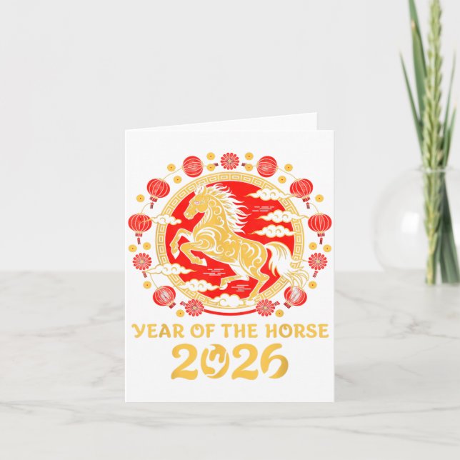 Tarjeta Lunar Chinese New Year 2026 Year Of The Horse Zodi (Anverso)