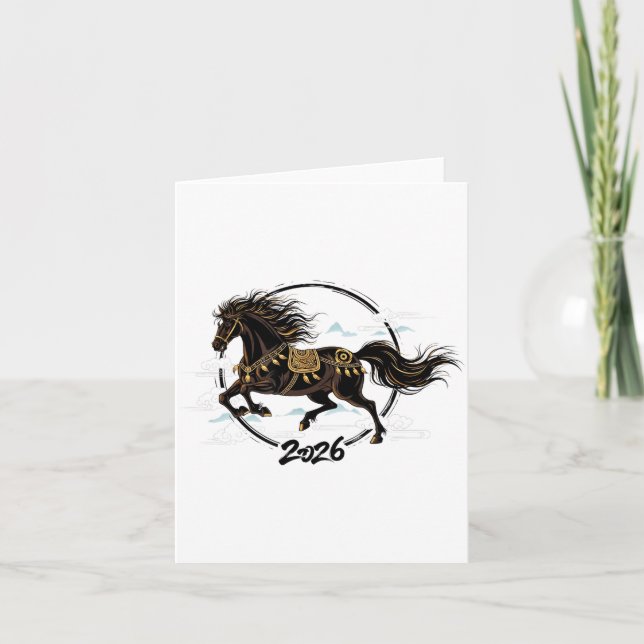 Tarjeta Lunar New Year 2026 Horse Chinese Zodiac Celebrati (Anverso)