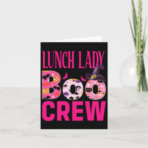 Tarjeta Lunch Lady Boo Crew Calabaza Cáncer de Mama Hallow
