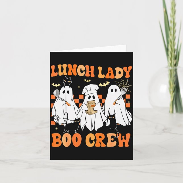 Tarjeta Lunch Lady Boo Crew Ghost Chef Funny Cafeteria Wor (Anverso)