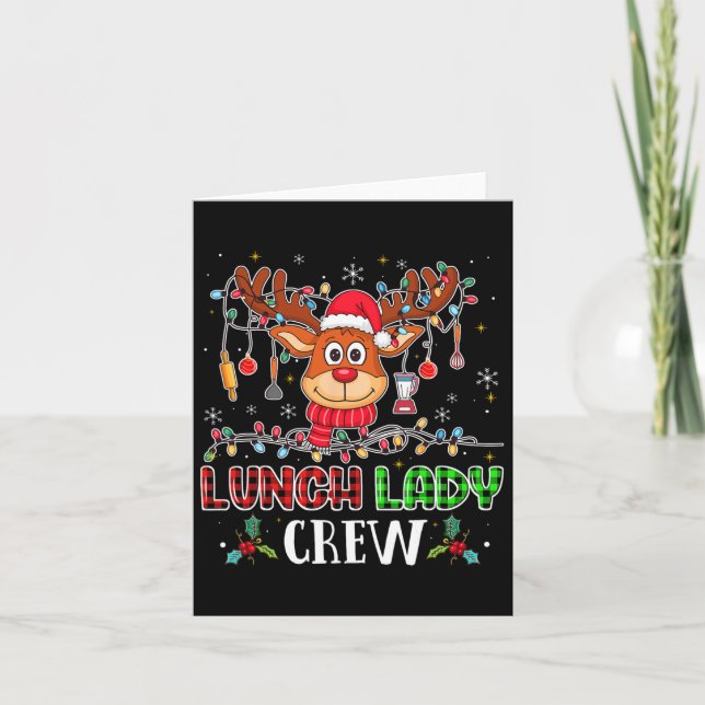 Tarjeta Lunch Lady Crew Reindeer Cafetería Lady Xmas Holid (Anverso)