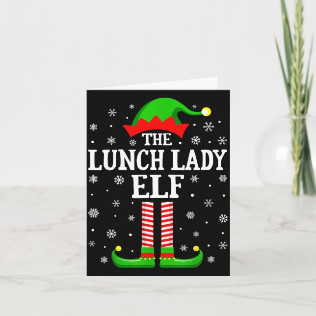 Tarjeta Lunch Lady Elf Funny Christmas Family Matching  (Anverso)